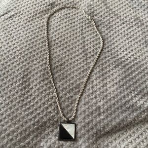 Black and white square pendant necklace